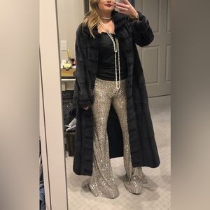 Zara sequin bell bottom pants size medium. Color: champagne